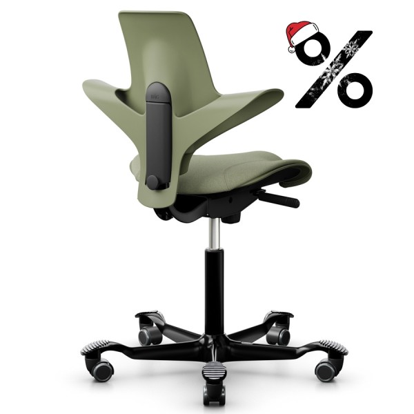 HAG Capisco Puls 8020 Moss grün mit Gestell schwarz Bezug Capture grüngrau