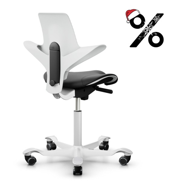 HAG CAPISCO PULS 8020 Sitzfläche Leder schwarz - Sitzschale u. Gestell weiß