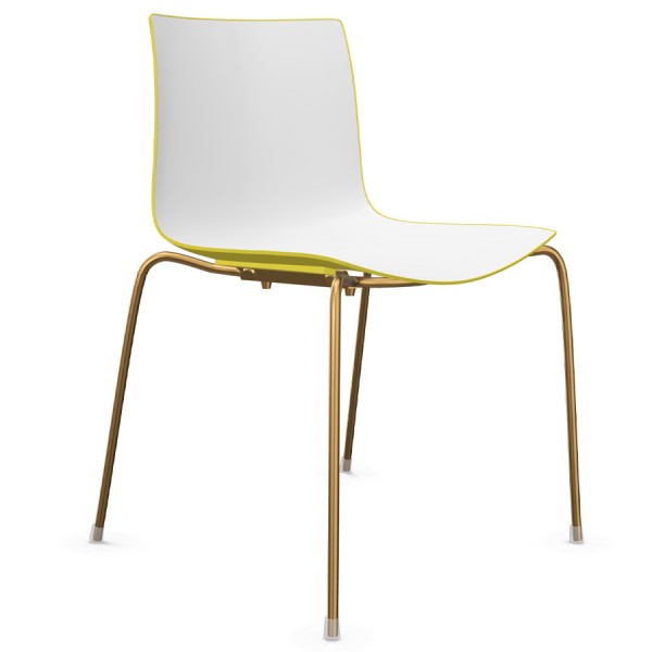 Arper CATIFA 46 0251 Vierfuß bicolor gelb/weiß - Gestell aus Messing