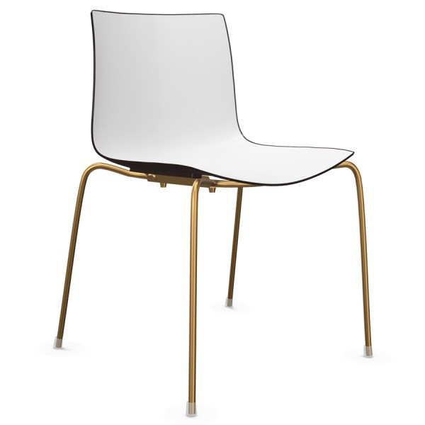 Arper CATIFA 46 0251 Vierfuß bicolor braun/weiß - Gestell aus Messing