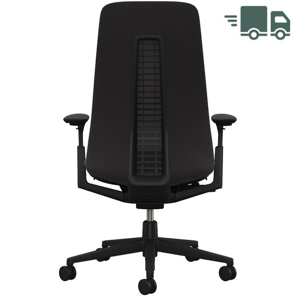 HAWORTH Fern Bürodrehstuhl schwarz mit Netzrücken - Rückansicht - schnell geliefert