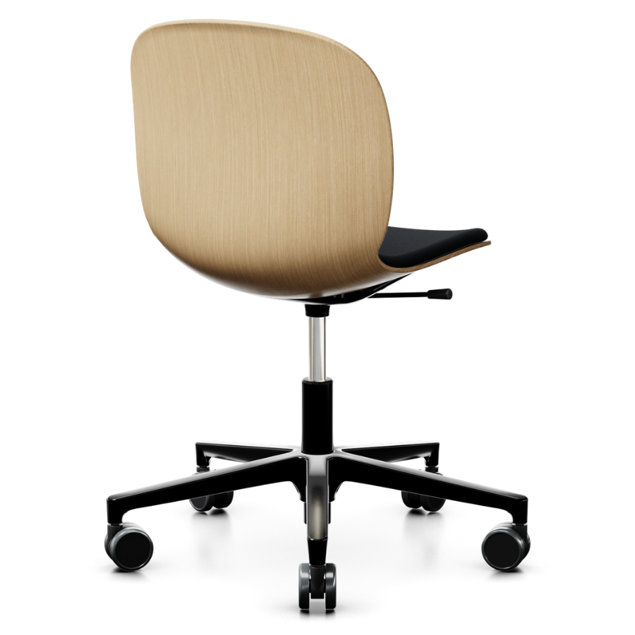 RBM Noor (6075S) Bürostuhl Konferenzstuhl Eichensitzschale mit Sitzpolster  auf Rollen