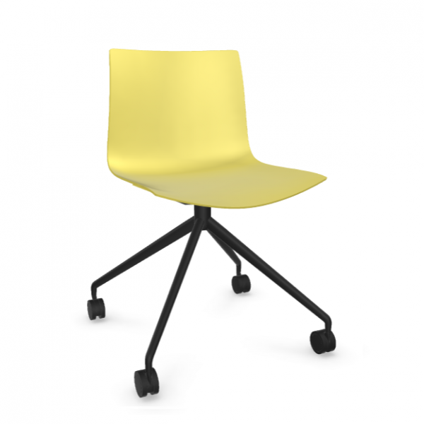 Arper Catifa 46 0369 einfarbig gelb Gestell schwarz mit Rollen