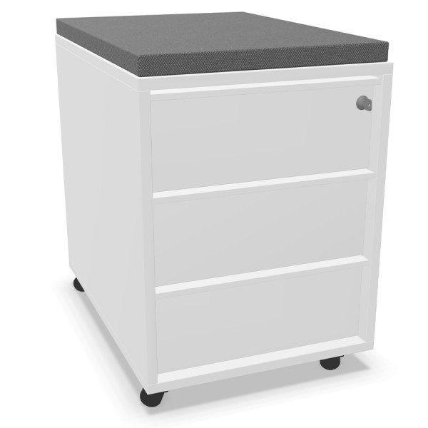 RWH MILANO Rollcontainer weiß - mit Sitzkissen grau