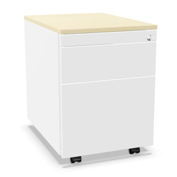 Palmberg Rollcontainer ORGA PLUS 36+1 weiß mit Abdeckplatte Akazie