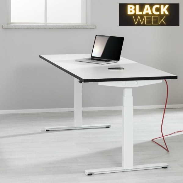 BLACK WEEK: Schreibtisch NewWORK elektrisch höhenverstellbar - Gestell weiß