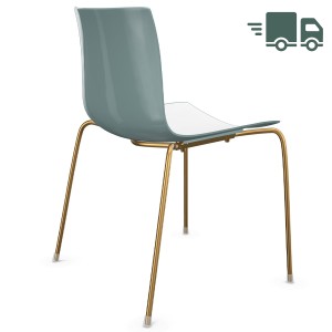 Arper Catifa 46 0251 bicolor - außen petrol, innen weiß - Gestell aus Messing - Rückansicht Arper Catifa 46 0251 bicolor - außen petrol, innen weiß - Gestell aus Messing - Rückansicht
