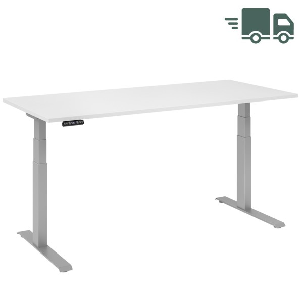 RWH RAPID Schreibtisch elektrisch verstellbar - weiß/silber - 180 cm Breite