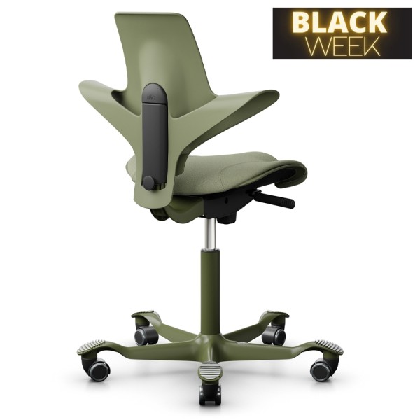 BLACK WEEK: HAG Capisco Puls 8020 | Schale Moss | Bezug Capture Grün-Grau | Gestell Moss Grey | Rückseite