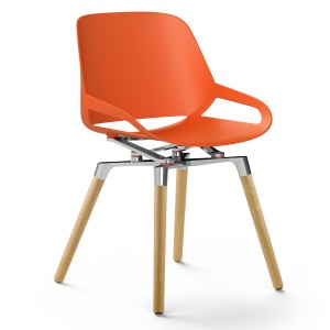 Aeris Numo Holzgestell - Sitzschale orange-rot - Kinematik poliert - ohne Sitzkissen Aeris Numo Holzgestell - Sitzschale orange-rot - Kinematik poliert - ohne Sitzkissen