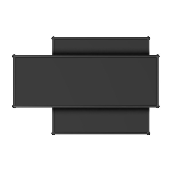 Bosse Bügel-Couchtisch Black Edition hoch und niedrig in Melamin Schwarz Draufsicht
