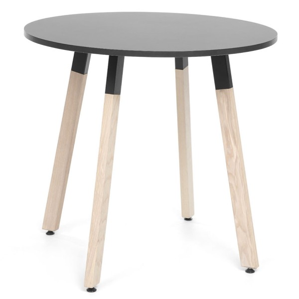Bejot Spin SNWTBL Beistelltisch mit Tischplatte und Metallteile schwarz, Holzgestell Eiche natur