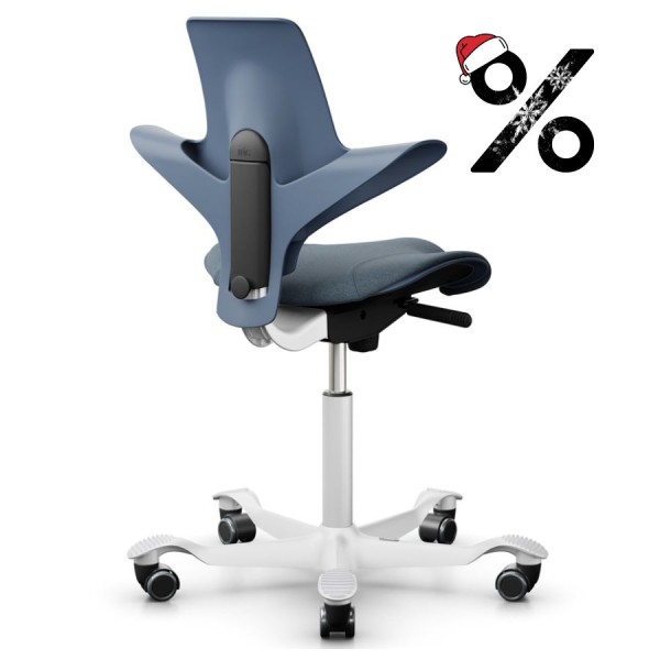 HAG Capisco Puls 8020 Blueberry mit Bezug Focus Melange Filzstoff blau Gestell weiß