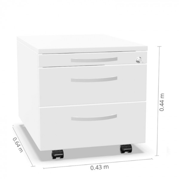 Palmberg Rollcontainer weiß mit Bogengriff chrom