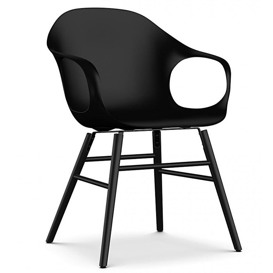 Kristalia ELEPHANT Stuhl mit Holzgestell schwarz Sitzschale schwarz