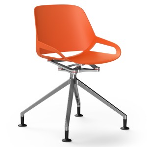 Aeris Numo Fußkreuz mit Gleiter - Sitzschale orange-rot - Kinematik u. Gestell poliert Aeris Numo Fußkreuz mit Gleiter - Sitzschale orange-rot - Kinematik u. Gestell poliert