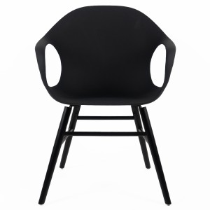 Vorschau: Kristalia ELEPHANT Stuhl mit Holzgestell Eiche schwarz Sitzschale schwarz - Front Vorschau: Kristalia ELEPHANT Stuhl mit Holzgestell Eiche schwarz Sitzschale schwarz - Front