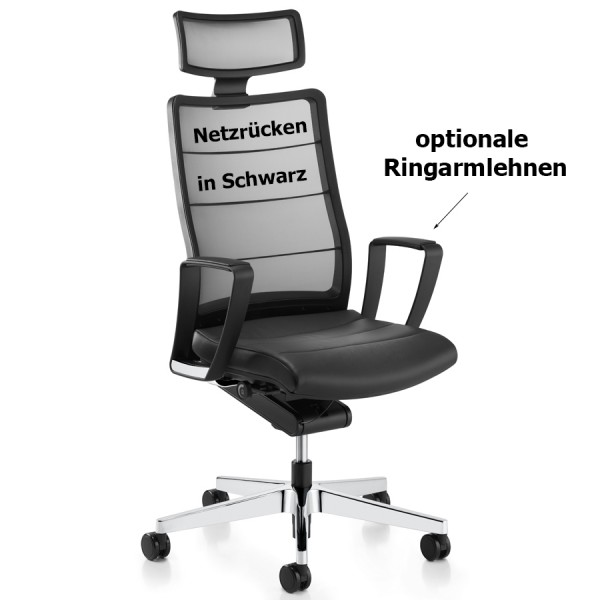 Interstuhl AirPad (3C72) Bürostuhl mit Kopfstütze Netzrücken weiß