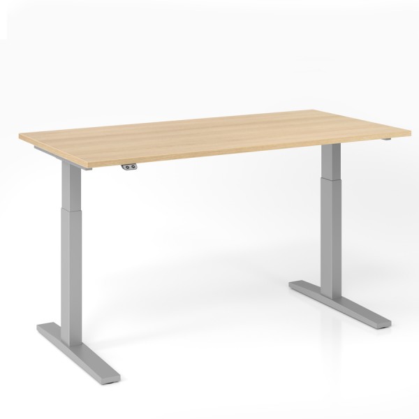 RWH Action Schreibtisch elektrisch verstellbar - Eiche hell-silber - Breite 160 cm