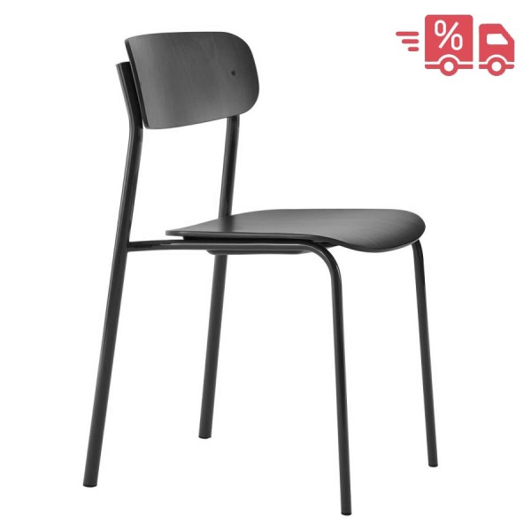 THONET S 243 Stahlrohrstuhl | Buche schwarz gebeizt | Gestell tiefschwarz