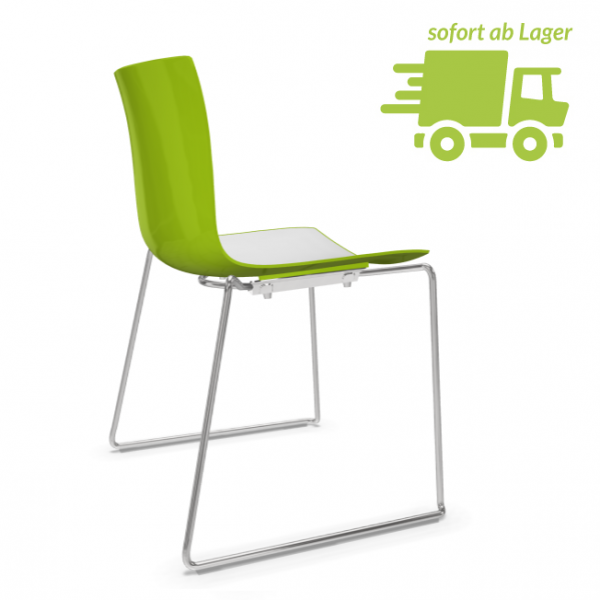 Arper CATIFA 46 0278 zweifarbig Kufenstuhl bicolor grün-weiß - schnell geliefert