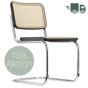 THONET Stahlrohr-Freischwinger S 32 Rohrgeflecht-Sitz Buche gebeizt - Gestell verchromt THONET Stahlrohr-Freischwinger S 32 Rohrgeflecht-Sitz Buche gebeizt - Gestell verchromt