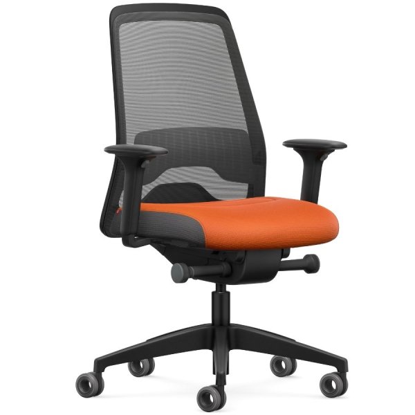 Interstuhl EVERY ACTIVE Edition Bürostuhl mit Netzrücken schwarz - Polster Manhattan orange