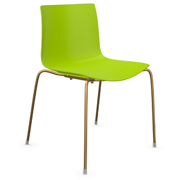 Arper Catifa 46 0251 einfarbig grün - Gestell aus Messing - Frontansicht
