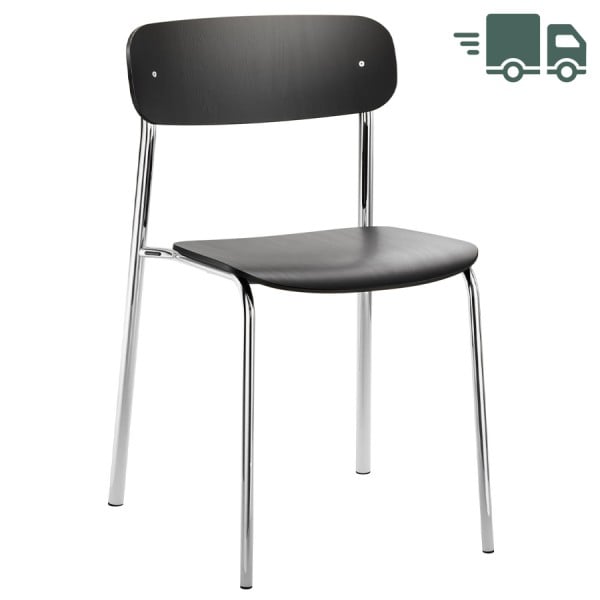 THONET S 243 | Buche schwarz gebeizt | Stahlrohr-Freischwinger | Gestell verchromt