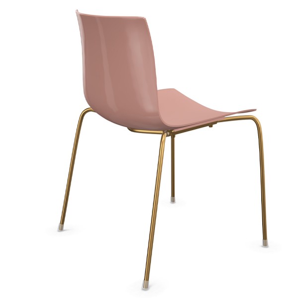Arper Catifa 46 0251 einfarbig blassrosa - Gestell aus Messing - Rückansicht