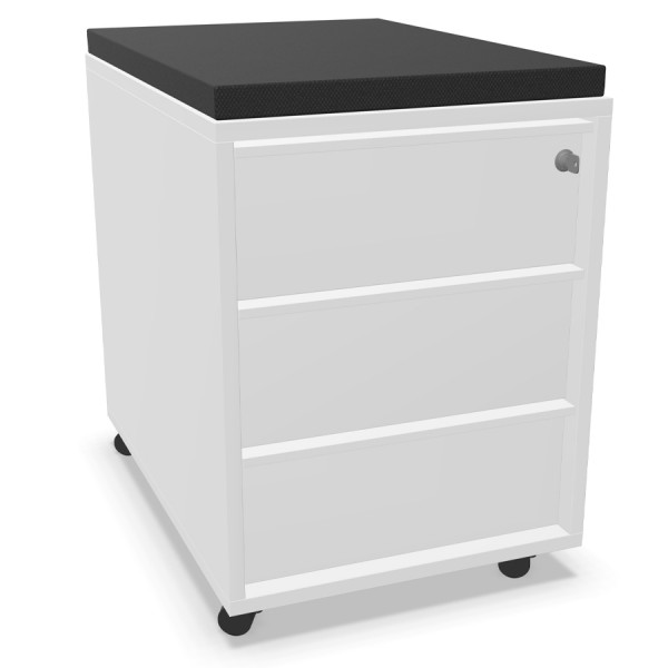 RWH MILANO Rollcontainer weiß - mit Sitzkissen schwarz