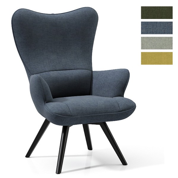 W. Schillig Cozy Sessel mit Holzgestell - Farbe blau