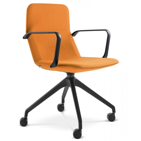 LD Seating FLEXI light Konferenzstuhl orange mit Armlehnen und Rollen