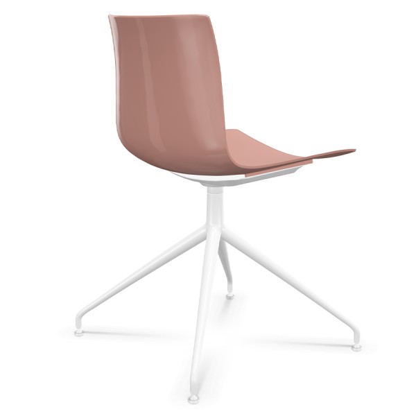 Arper CATIFA 46 0368 einfarbig blassrosa - Gestell Alu weiß - Ansicht von hinten