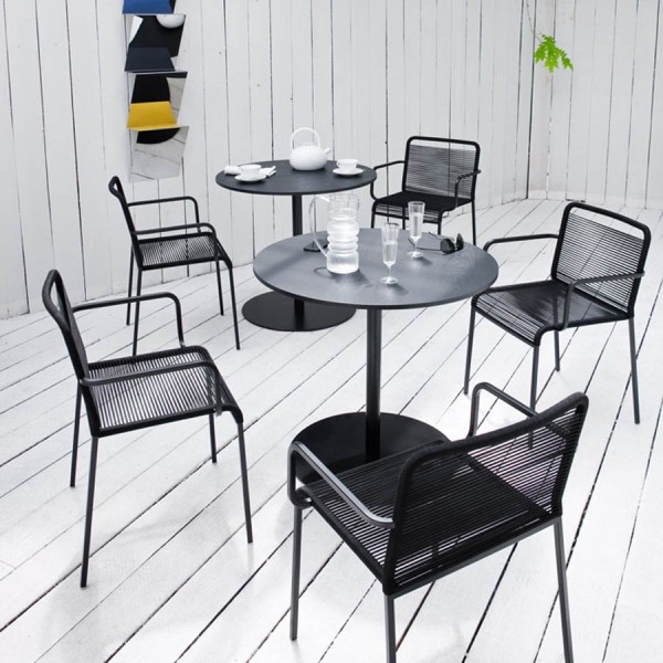 lapalma ARIA S43 Gartenstuhl | Sitfzfläche schwarz | Vierfuß-Gestell schwarz