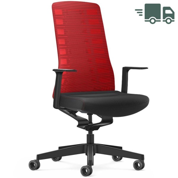 Interstuhl PURE ACTIVE Edition Bürostuhl mit Netzrücken - Variante rot-schwarz