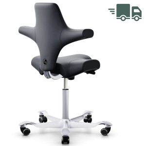 HAG CAPISCO 8106 Lederbezug Anthrazit Sattelsitz - Gestell silber HAG CAPISCO 8106 Lederbezug Anthrazit Sattelsitz - Gestell silber