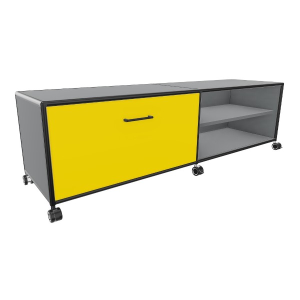 Bosse TV-Board Black Edition Höhe 1 OH Breite 160 cm in Le Corbusier mit Klappe und offenen Fach