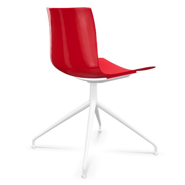 Arper CATIFA 46 0368 einfarbig rot - Gestell Alu weiß - Ansicht von hinten