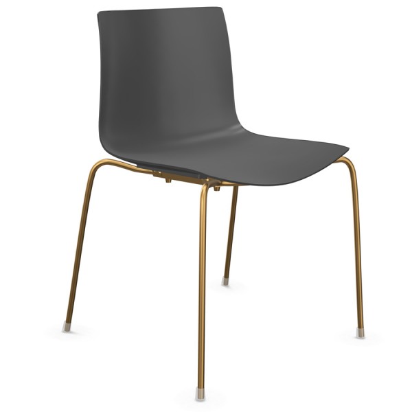 Arper Catifa 46 0251 einfarbig grau - Gestell aus Messing - Frontansicht