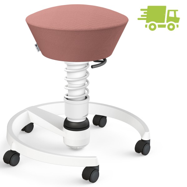 Aeris Swopper Select Wolle blassrosa mit Rollen - Gestell weiß - Low-Feder