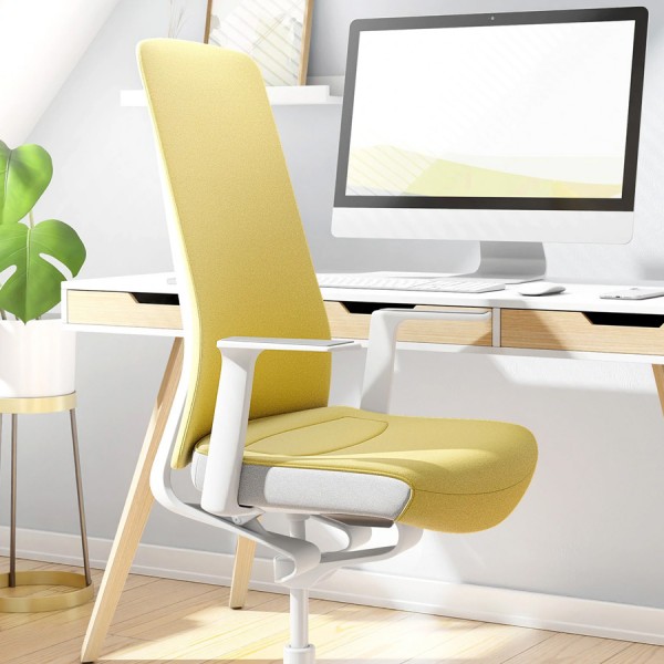 Interstuhl PURE INTERIOR Edition Bürostuhl gelb mit Polsterrücken
