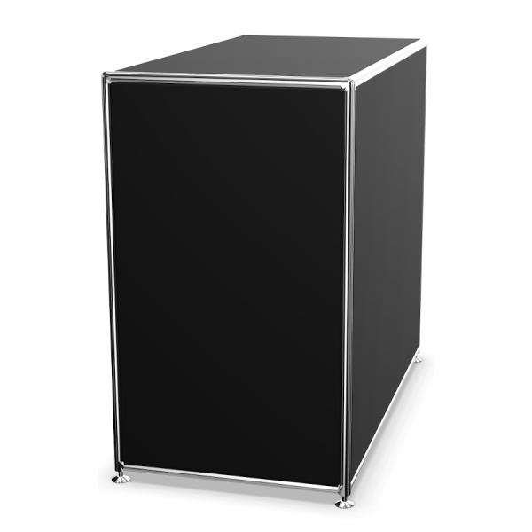 Bosse Modul Space Container auf Stellgleitern in Melamin Schwarz von Hinten