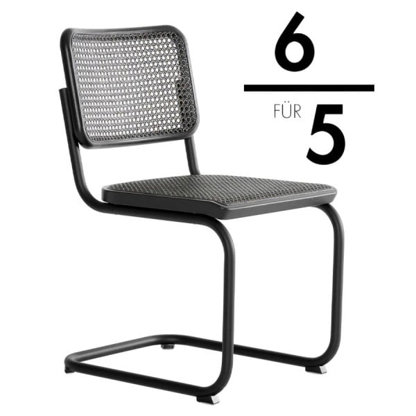 THONET S 32 V Dark Melange schwarz | Stahlrohr-Freischwinger | Gestell schwarz