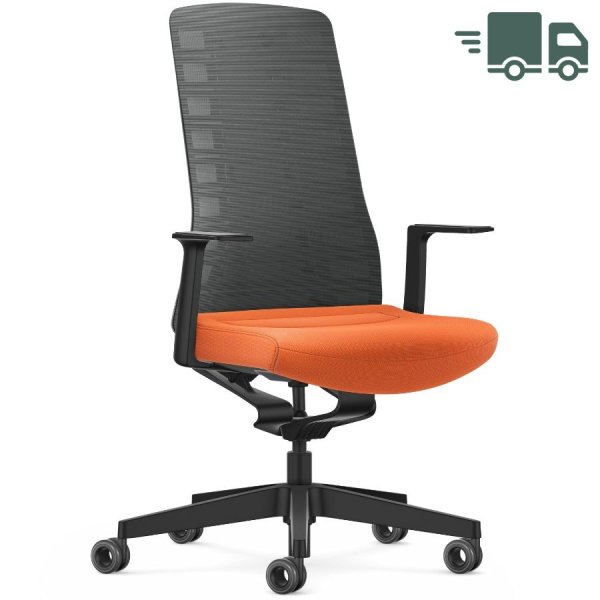 Interstuhl PURE ACTIVE Edition Bürostuhl mit Netzrücken - Variante anthrazit-orange