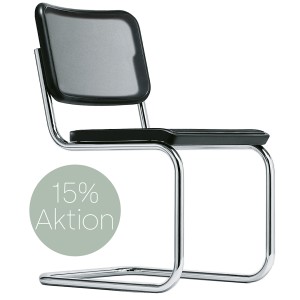 THONET Stahlrohr-Freischwinger S 32 N mit Kunststoffnetzbespannung schwarz THONET Stahlrohr-Freischwinger S 32 N mit Kunststoffnetzbespannung schwarz