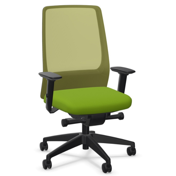 Interstuhl AIMis1 1S04 Bürostuhl konfigurierbar Synchronmechanik, Netzrückenlehne Interstuhl AIMis1 (1S04, 1S046, 1S146) - Frontansicht - Netz- und Sitzfläche grün