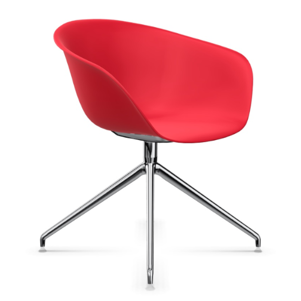 Arper DUNA 02 rote Schale Gestell Aluminium glänzend