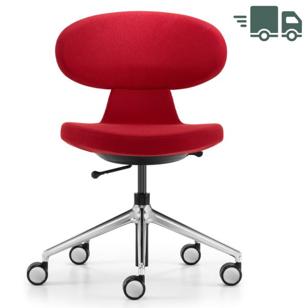 Girsberger SIMPLEX 3D Homeoffice Bürostuhl - Sitz und Rücken rot - Gestell poliert
