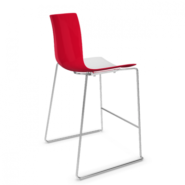 Arper Barhocker niedrig rot-weiss
